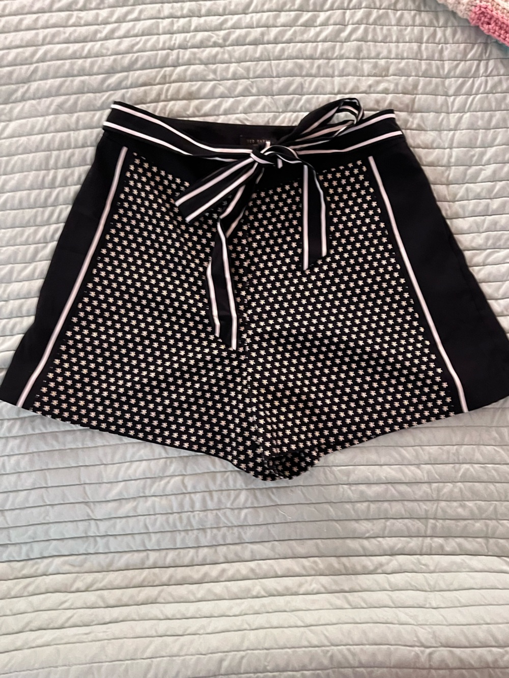 Ted Baker London Sumha Black and White Printed High-Waist Shorts